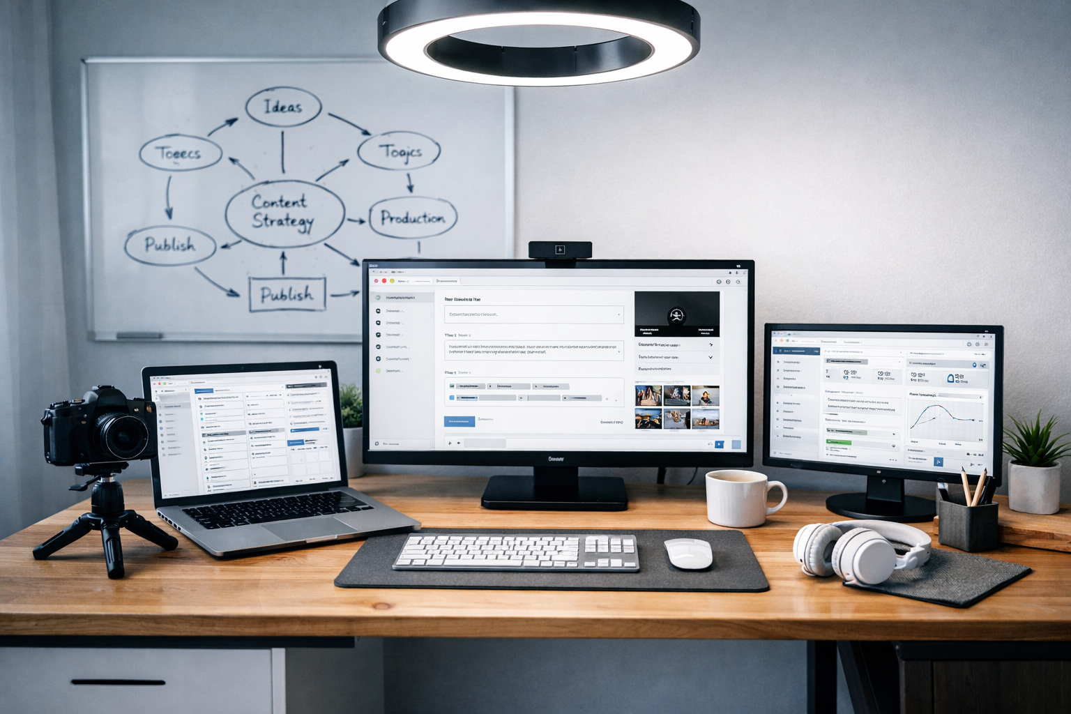 Why Your YouTube Videos Get No Impressions: Simple Fixes to Try 4 Wide-angle view of a YouTube creator's workspace with multiple browser tabs open showing YouTube SEO tools and metadata